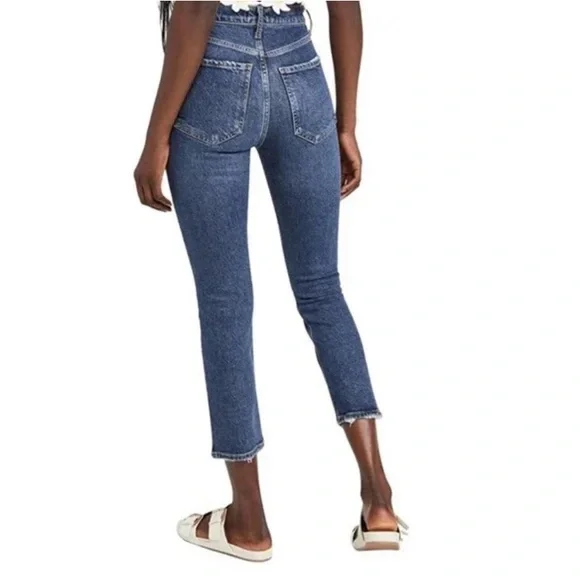 AGOLDE Riley Crop High Rise Straight Jeans in Pastime